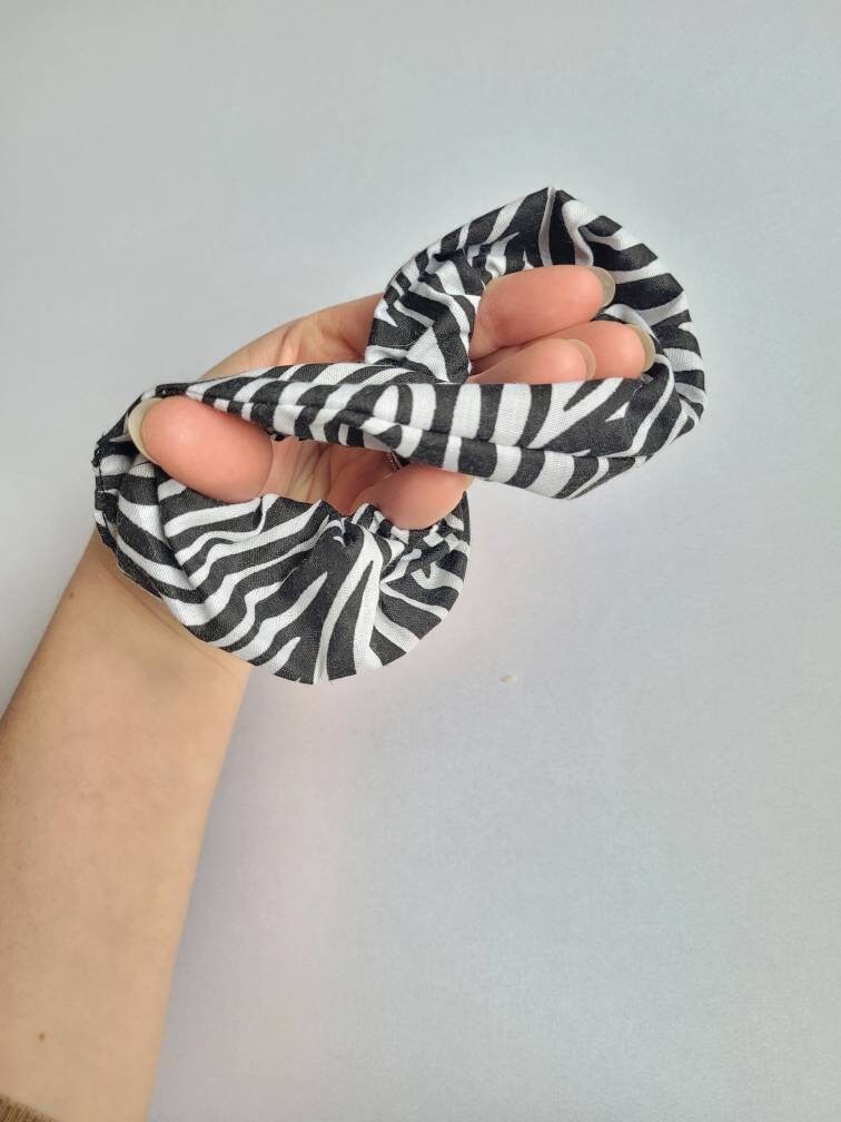 Zebra Print Large Elasticated Scrunchie, messy bun hair accessory