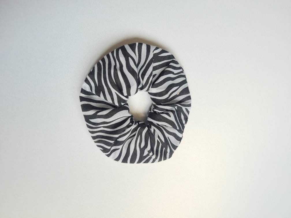 Zebra Print Large Elasticated Scrunchie, messy bun hair accessory