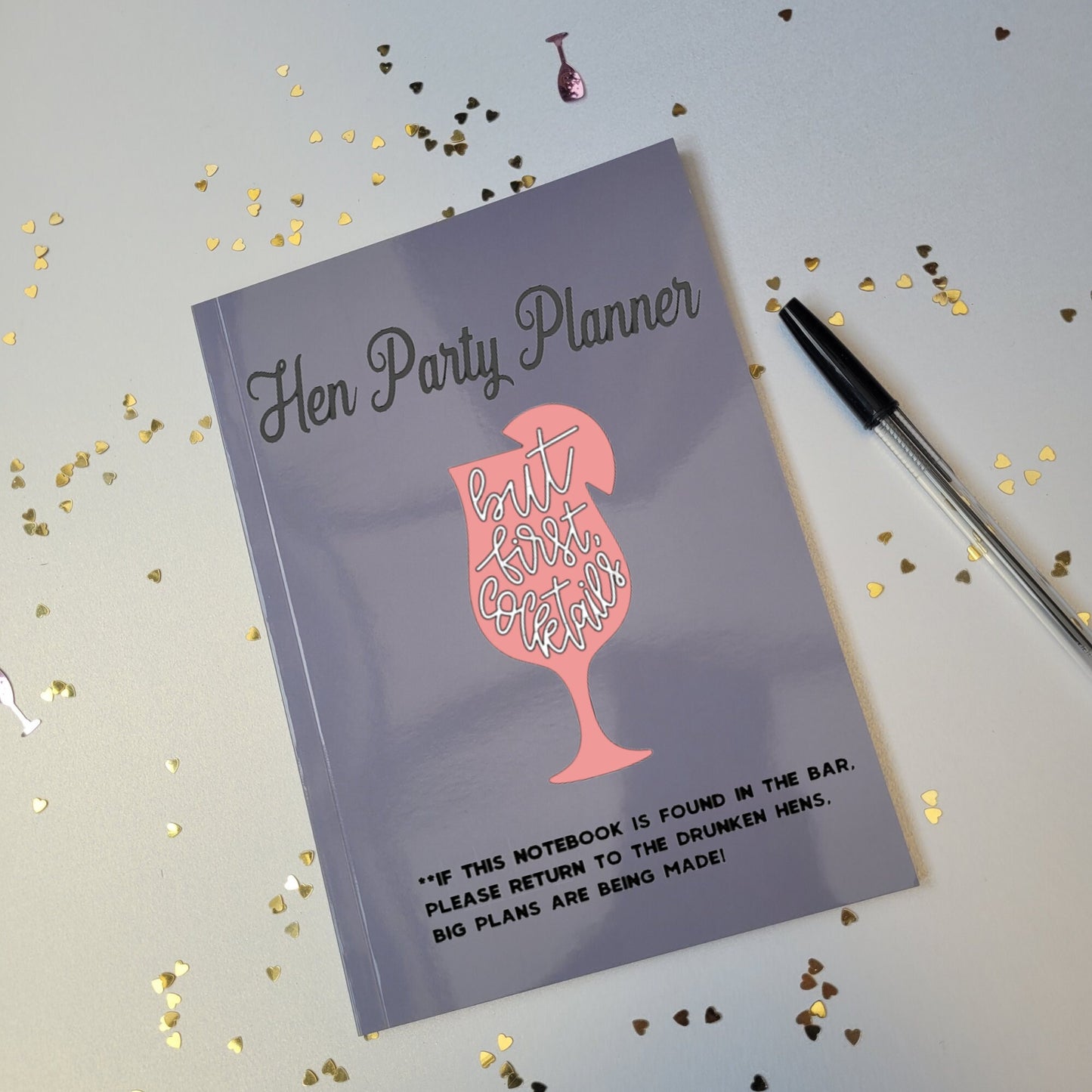 Hen party planner notebook, Bridesmaid notebook, gift for bridesmaid, bridesmaid proposal, bridesmaid box, grey notebook, hen do planning