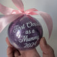 Handmade Christmas Bauble 2024, Glitter Bauble which can be personalised with any name, First Christmas as Mummy/Daddy/Grandad/Nanny