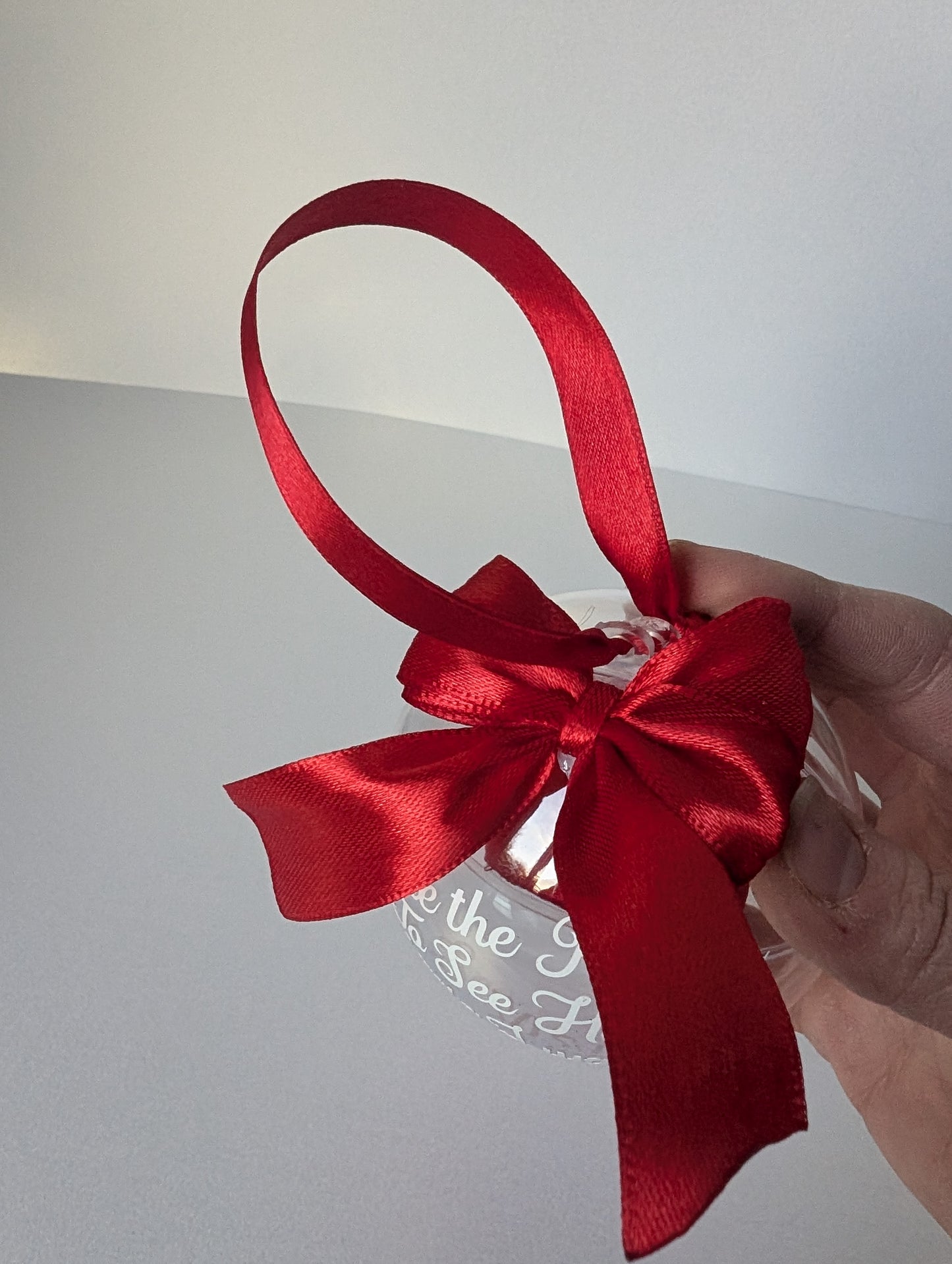 Untie the ribbon to see how little I was in 2024, measure me ribbon, Christmas 2024 bauble, baby bauble 2024