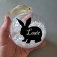 Christmas Glitter Rabbit Memory Bauble, pet bauble, memory bauble, sparkly glitter Christmas decoration, Christmas tree bauble, paw print christmas bauble, personalised christmas decoration