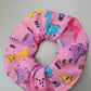 Pink Dinosaur pattern large scrunchie, Dinosaur themed elasticated hair accessory, funky dinosaurs for girls