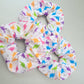 Rainbow Dinosaur pattern large scrunchie, Dinosaur themed elasticated hair accessory, funky dinosaurs for girls