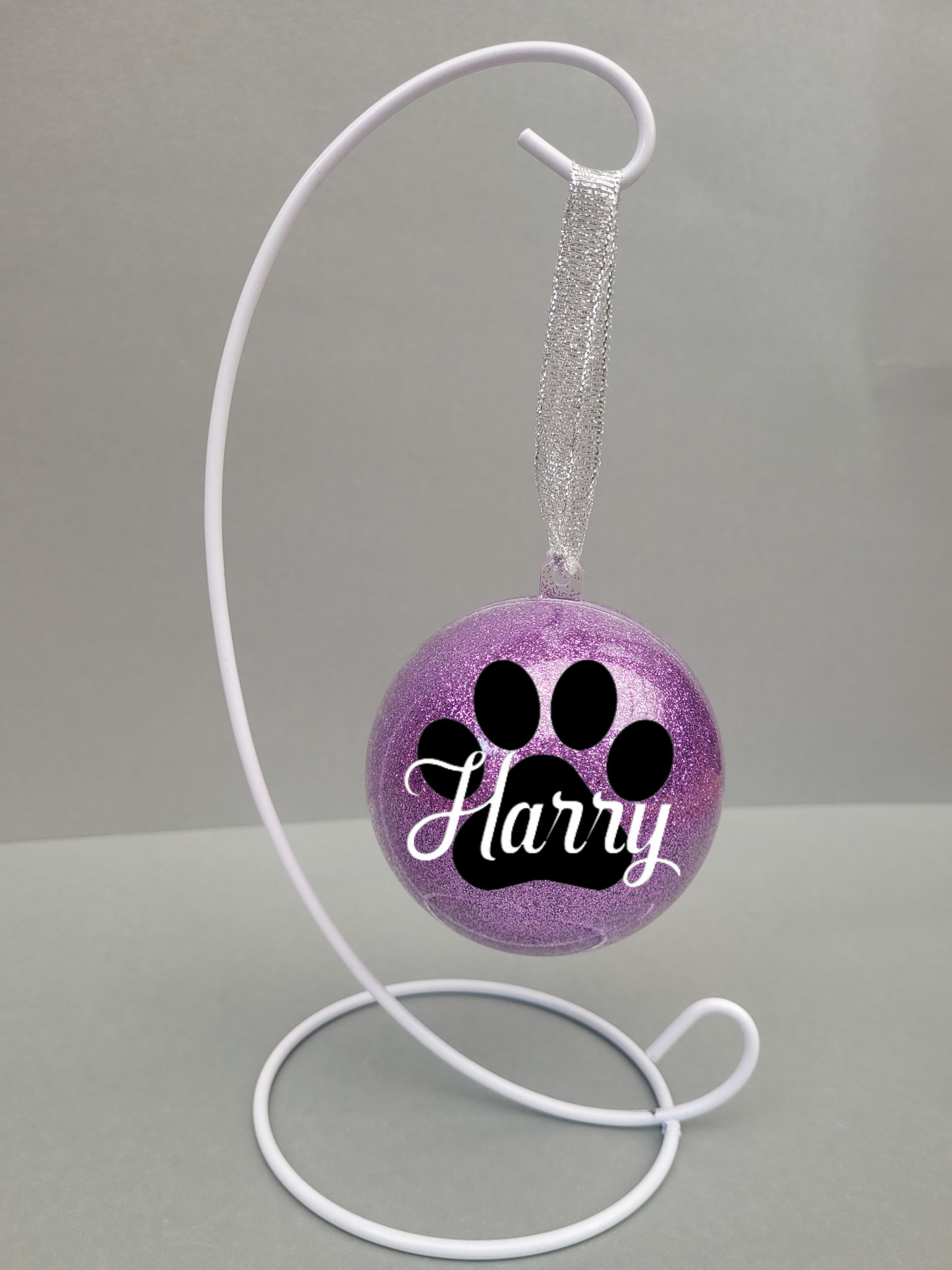 Christmas Glitter Dog Memory Bauble, pet bauble, memory bauble, sparkly glitter Christmas decoration, Christmas tree bauble, paw print christmas bauble, personalised christmas decoration