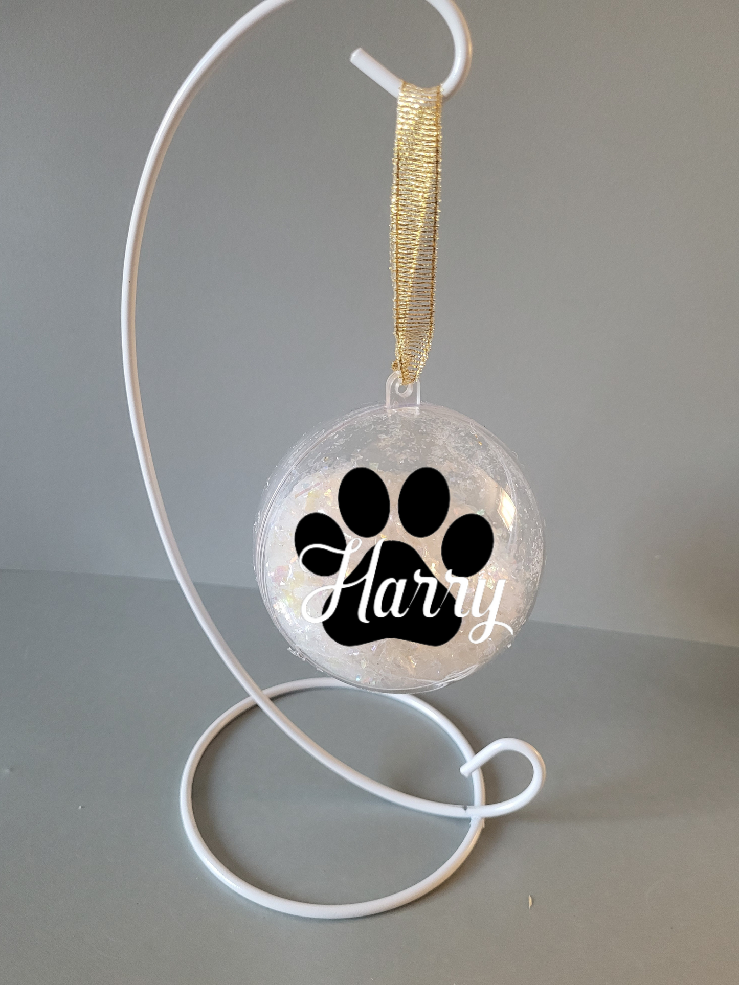 Christmas Glitter Dog Memory Bauble, pet bauble, memory bauble, sparkly glitter Christmas decoration, Christmas tree bauble, paw print christmas bauble, personalised christmas decoration