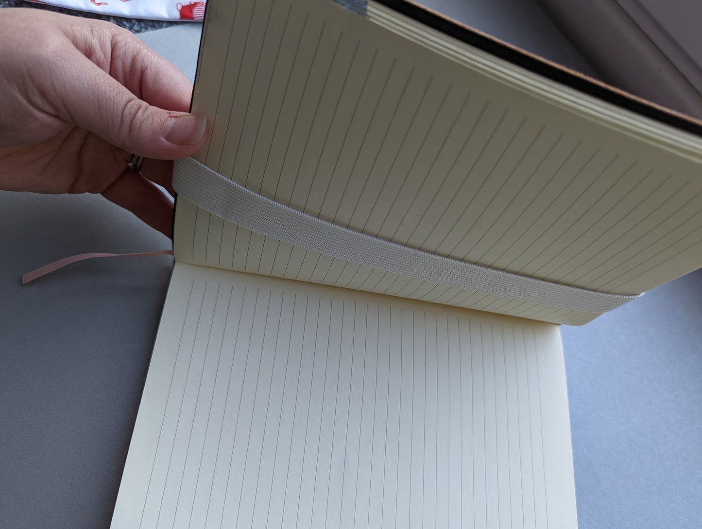 Red Pen Pouch, fits over A5 notebook, red gonk print, stocking filler, never lose a pen again as it will always be with your notebook