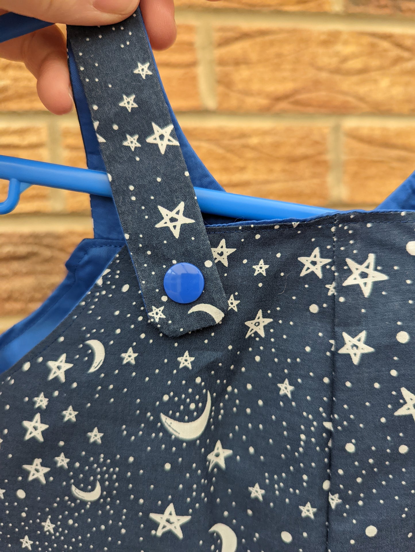 Navy Blue Moon and Stars Kids Dungarees, handmade dungarees, Christmas clothing for kids, Christmas dungarees