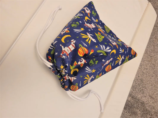 Baby Space Themed waterproof Wet/dry Clothes Bag, fabric exterior and waterproof bag interior, reusable changing bag essential