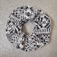 Aztec Print Large Scrunchie, Black and White Aztec Print