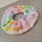 White and Rainbow Heart pattern large scrunchie