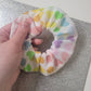 White and Rainbow Heart pattern large scrunchie