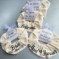 Bride Large Hair Scrunchie, Bride to be and date of wedding gift tag, Personalised Bridal gift, Hen party gift box