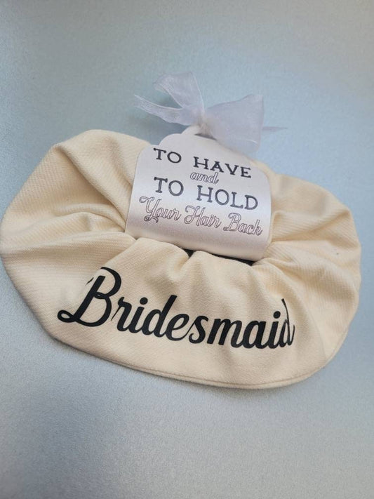Bridesmaid Large Hair Scrunchie, To Have and To Hold Your Hair Back, Bridesmaid gift, Be my Bridesmaid box gift