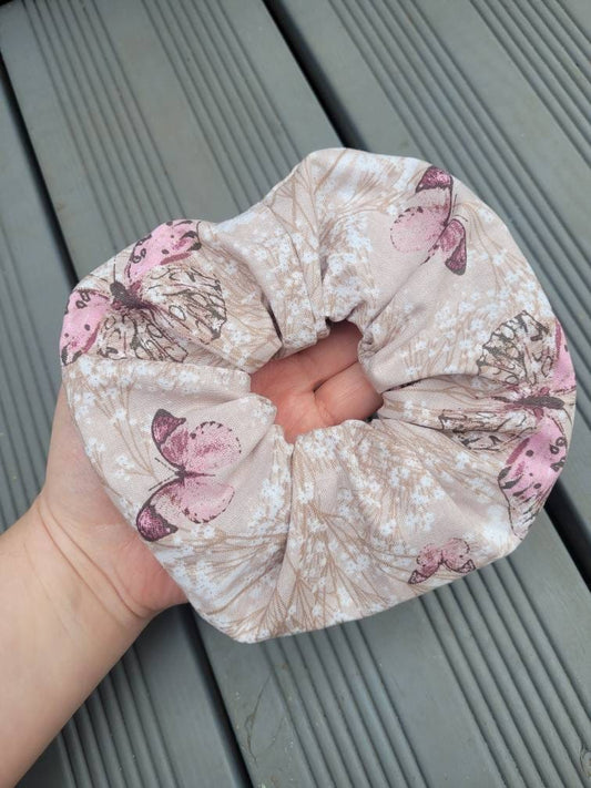 Butterfly Large Scrunchie, Butterfly and flowers scrunchie