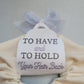 To have and to hold your hair back, will you be my flower girl, Bride and date, Tag ribbon, Scrunchie Personalised Tag and Ribbon