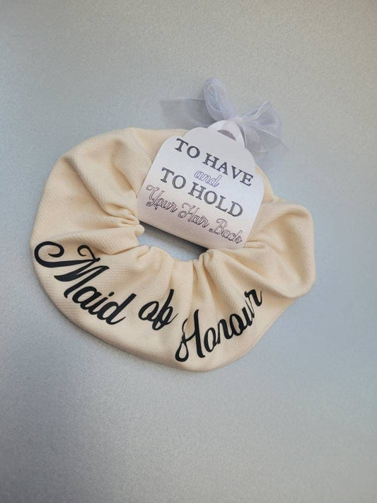 Maid of Honour Large Hair Scrunchie, To Have and To Hold Your Hair Back, Bridesmaid gift, Be my maid of honour box gift
