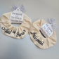 To have and to hold your hair back, will you be my flower girl, Bride and date, Tag ribbon, Scrunchie Personalised Tag and Ribbon