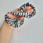 Zebra Print Large Elasticated Scrunchie, messy bun hair accessory
