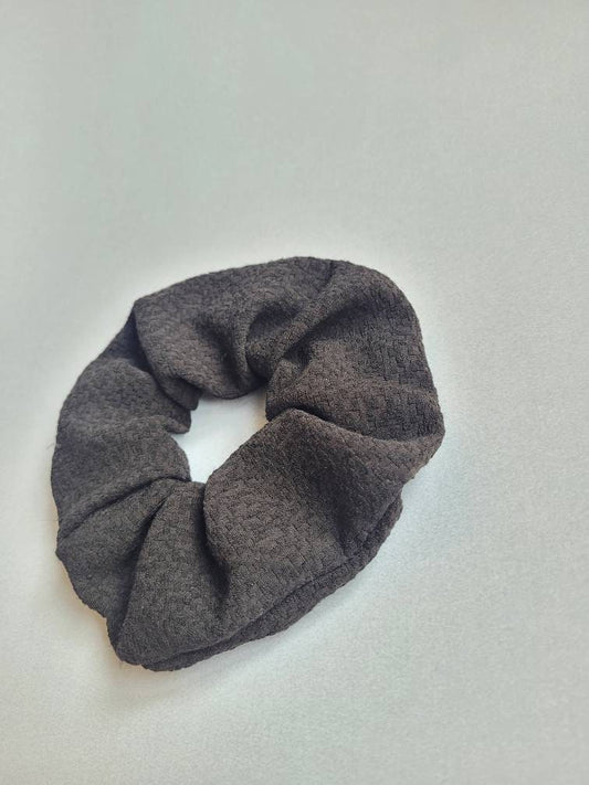 Black large textured scrunchie, elasticated hair accessory