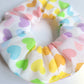 White and Rainbow Heart pattern large scrunchie