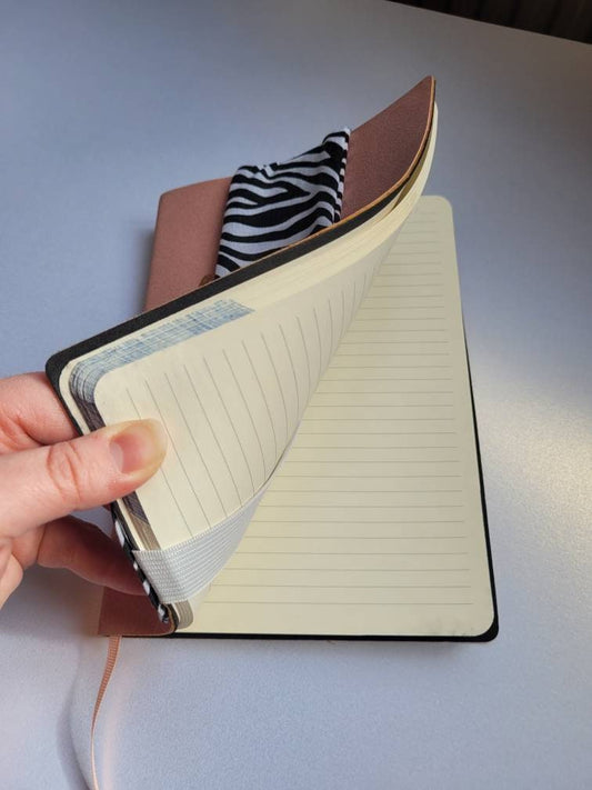 Zebra Print Pen Pouch, fits over A5 notebook, Zebra print fabric, pen holder, never lose a pen again, elasticated strap, stationary essential
