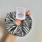Zebra Print Large Elasticated Scrunchie, messy bun hair accessory