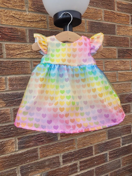 Rainbow flower girl dress, First Birthday Outfit, Wedding Outfit Toddler, Baby Girl Summer Dress, Rainbow heart dress, Rainbow sparkly Dress