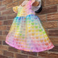 Rainbow flower girl dress, First Birthday Outfit, Wedding Outfit Toddler, Baby Girl Summer Dress, Rainbow heart dress, Rainbow sparkly Dress