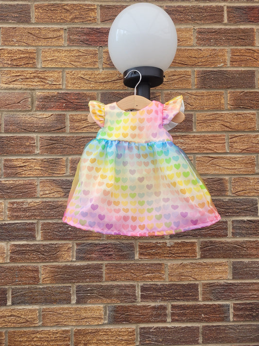 Rainbow flower girl dress, First Birthday Outfit, Wedding Outfit Toddler, Baby Girl Summer Dress, Rainbow heart dress, Rainbow sparkly Dress